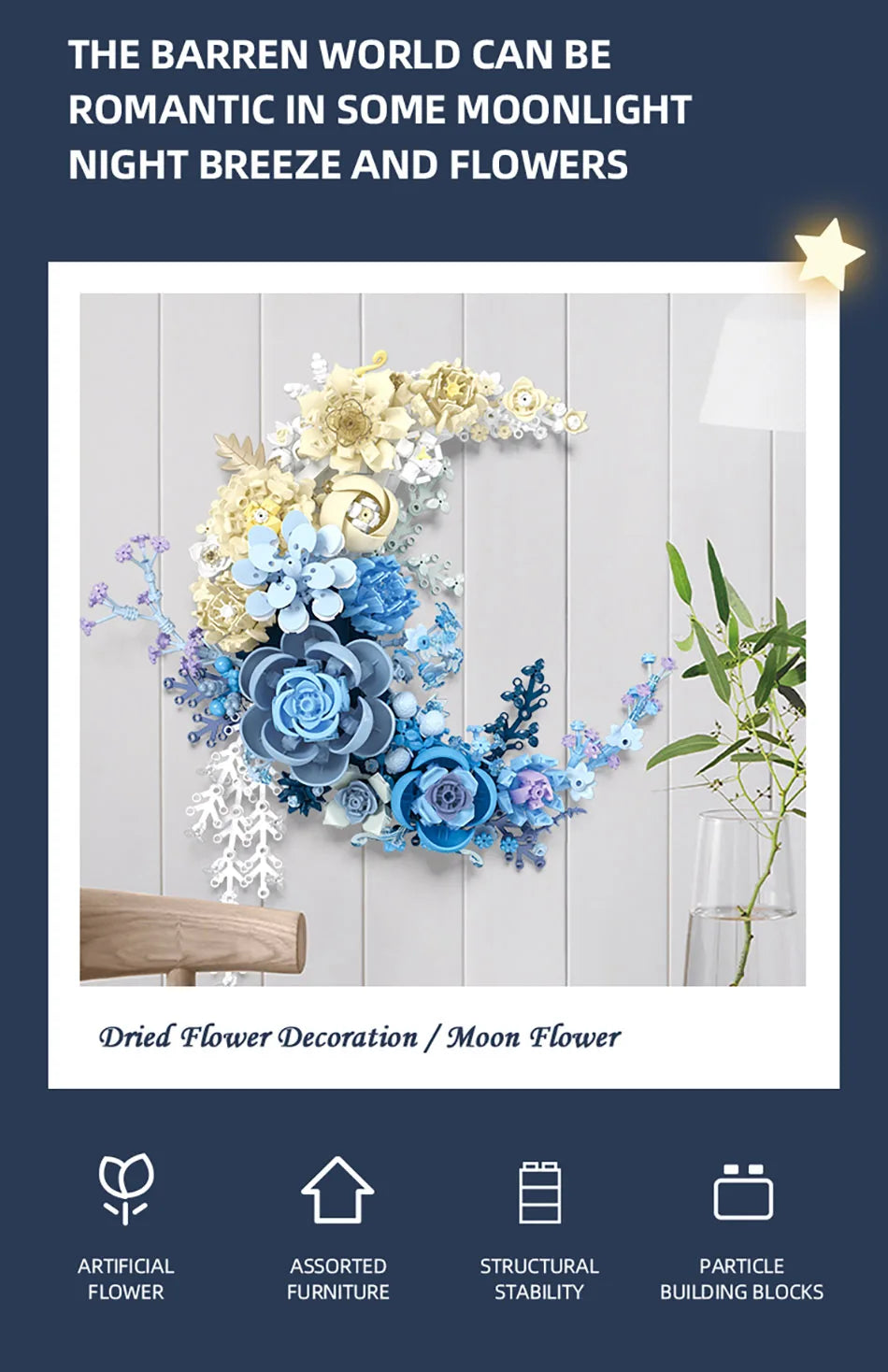Moon Flowers – Fleurs Éternelles à Construire – Décoration Murale Suspendue