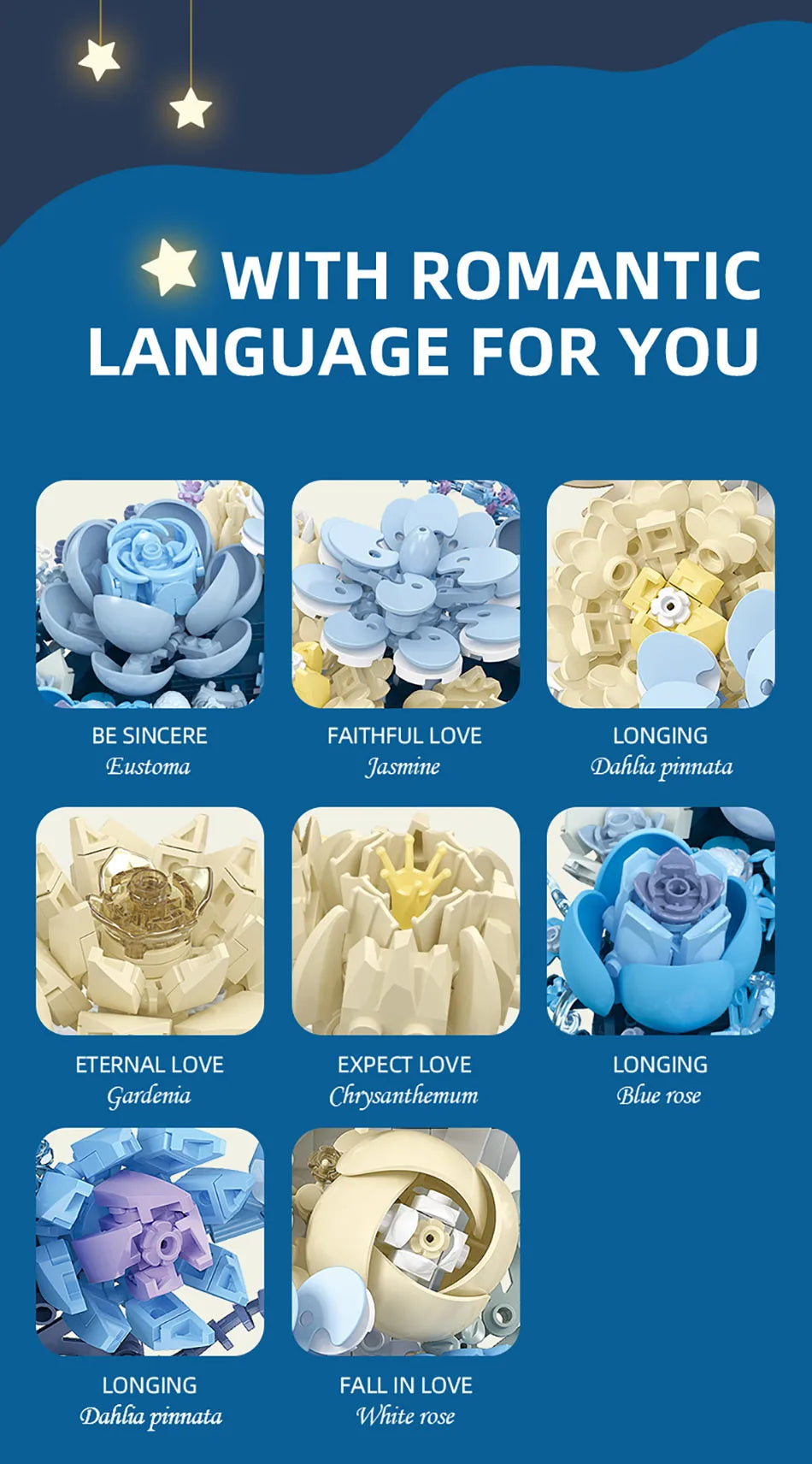 Moon Flowers – Fleurs Éternelles à Construire – Décoration Murale Suspendue