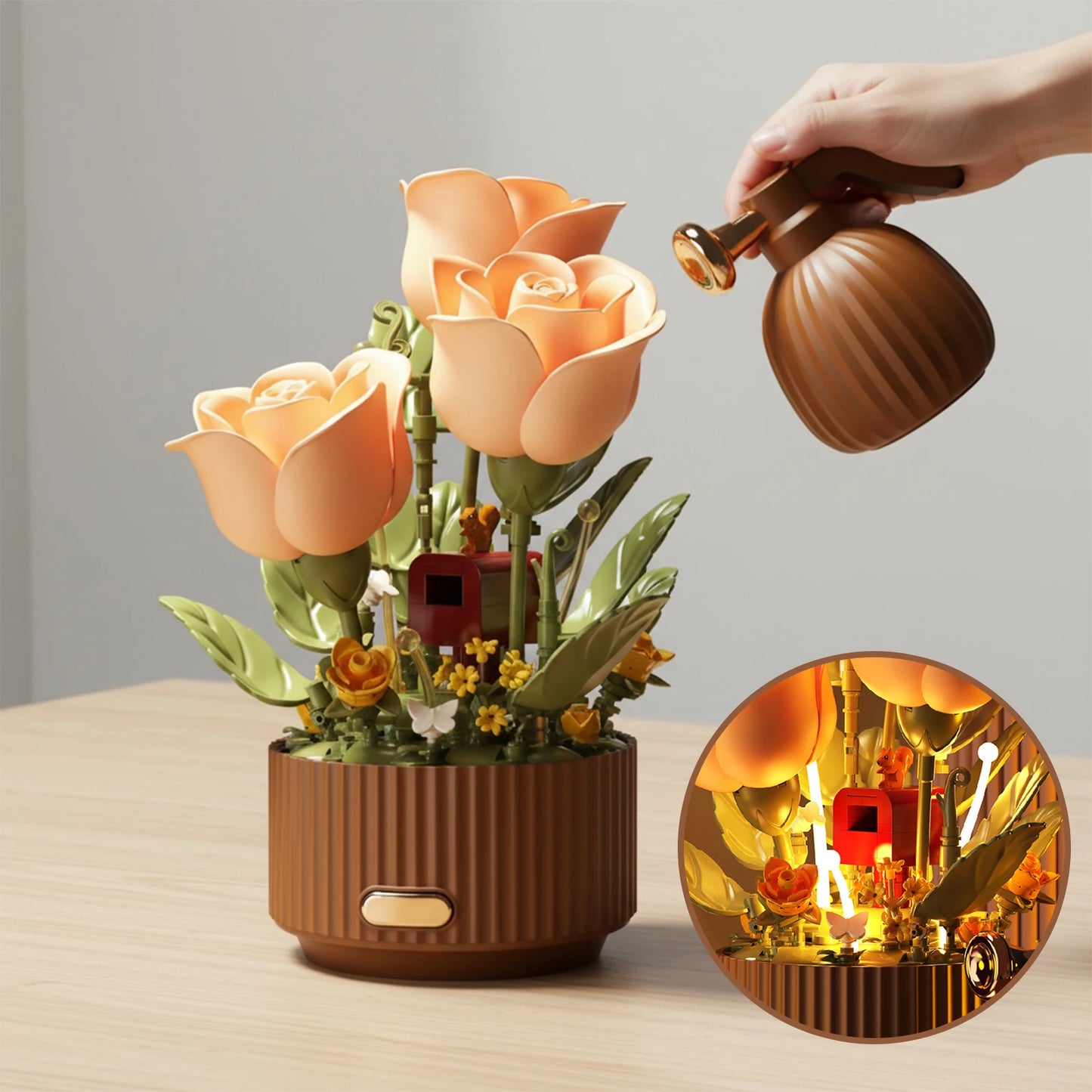 Bouquet de fleurs éternelles avec son arrosoir magique