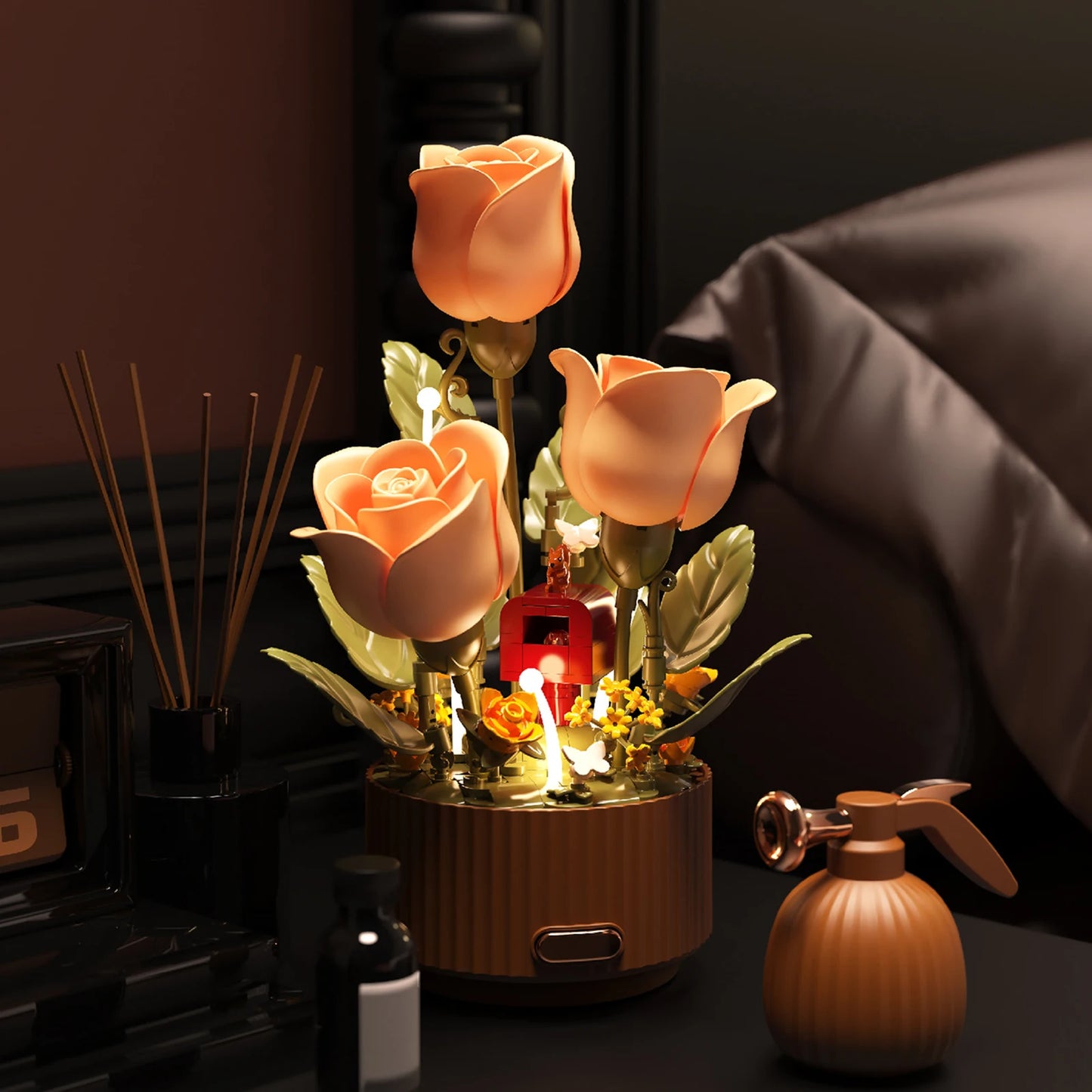 Bouquet de fleurs éternelles avec son arrosoir magique