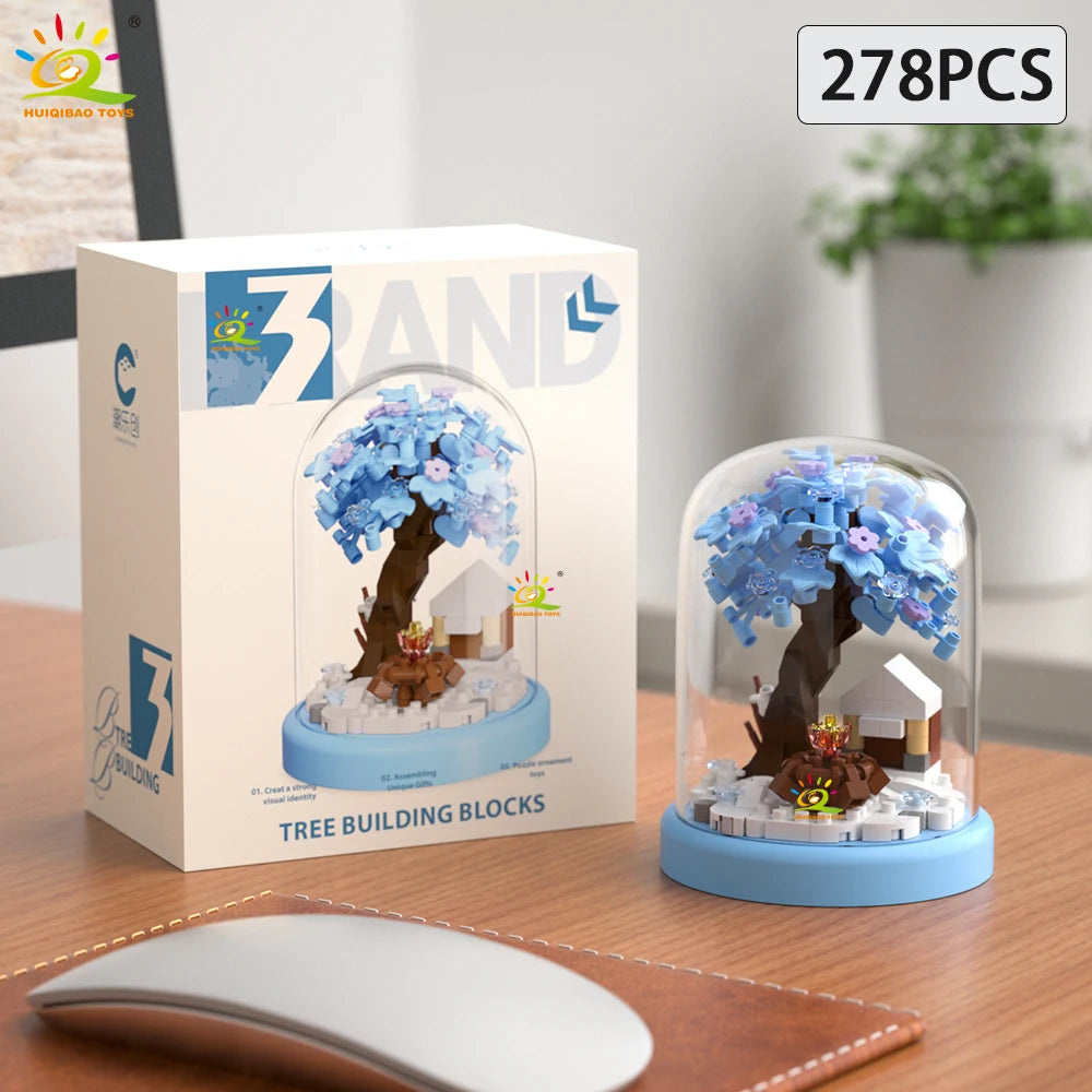 Mini Maison dans l’Arbre – Édition Quatre Saisons en Micro Blocs de Construction